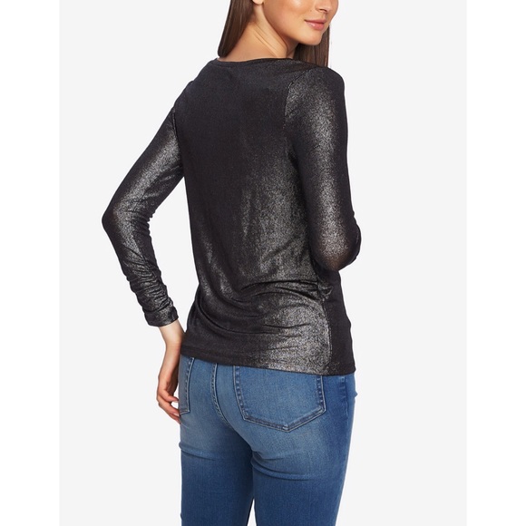 1.STATE Ruched-Cuff Shimmery Top - Picture 2 of 3